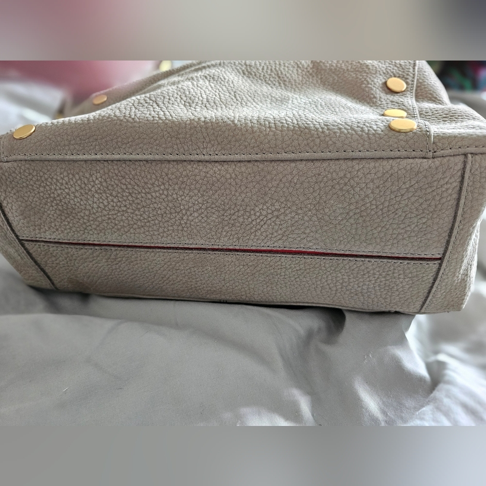 Hammitt Pebbled Taupe Leather Tote with Gold Studs and Matching Wallet - Picture 3 of 6